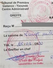 Reçu de paiement - immatriculation RCCM